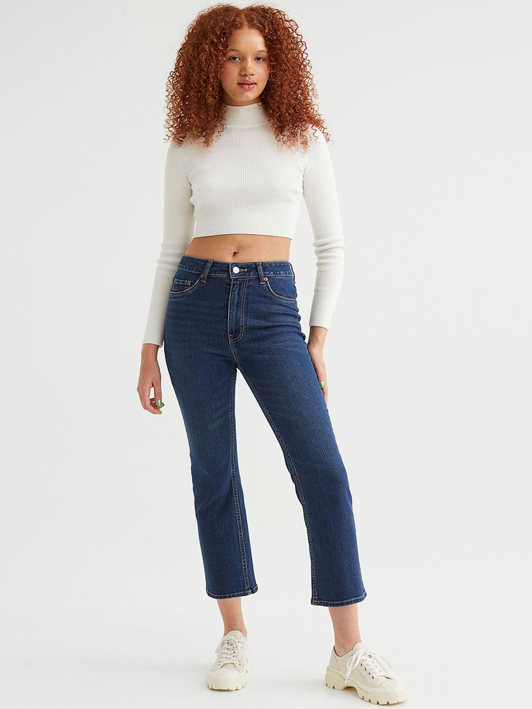H&M Women Blue Flared High Ankle Jeans Price in India