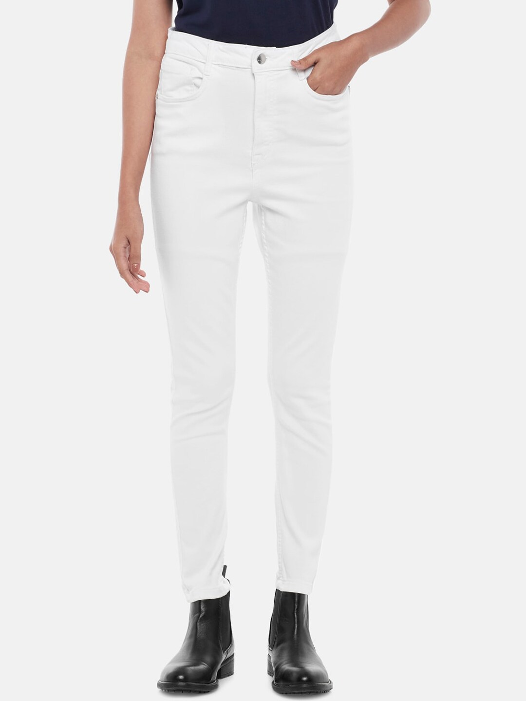 SF JEANS by Pantaloons Women White Skinny Fit High-Rise Jeans Price in India