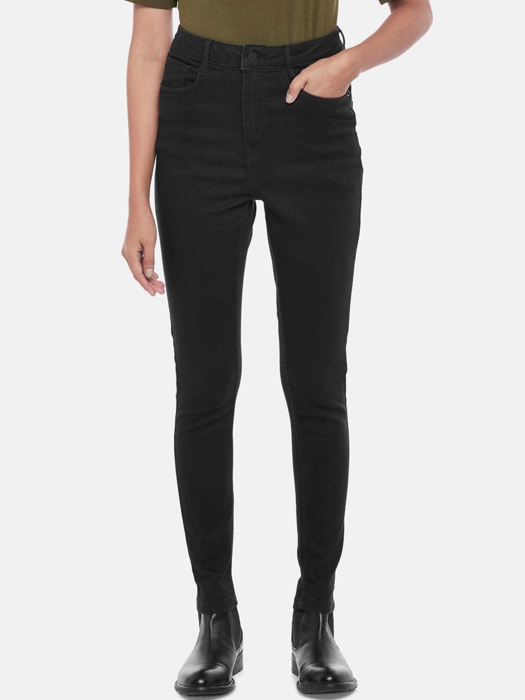 SF JEANS by Pantaloons Women Black Skinny Fit High-Rise Jeans Price in India