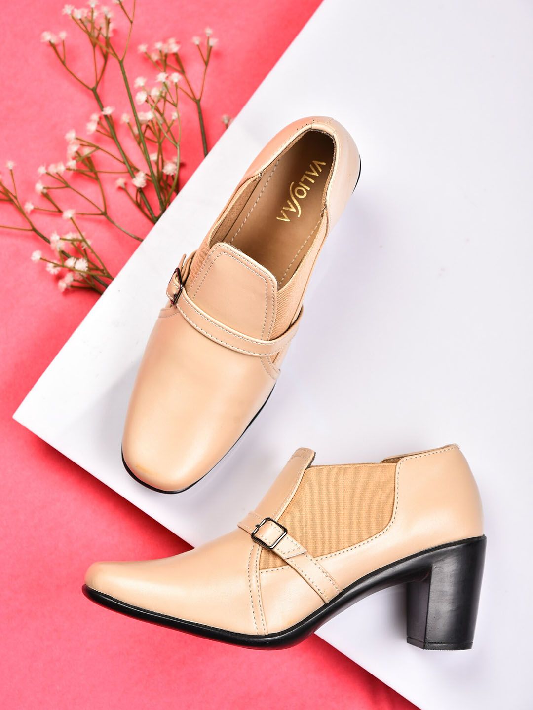 VALIOSAA Women Cream Colored Solid Boots