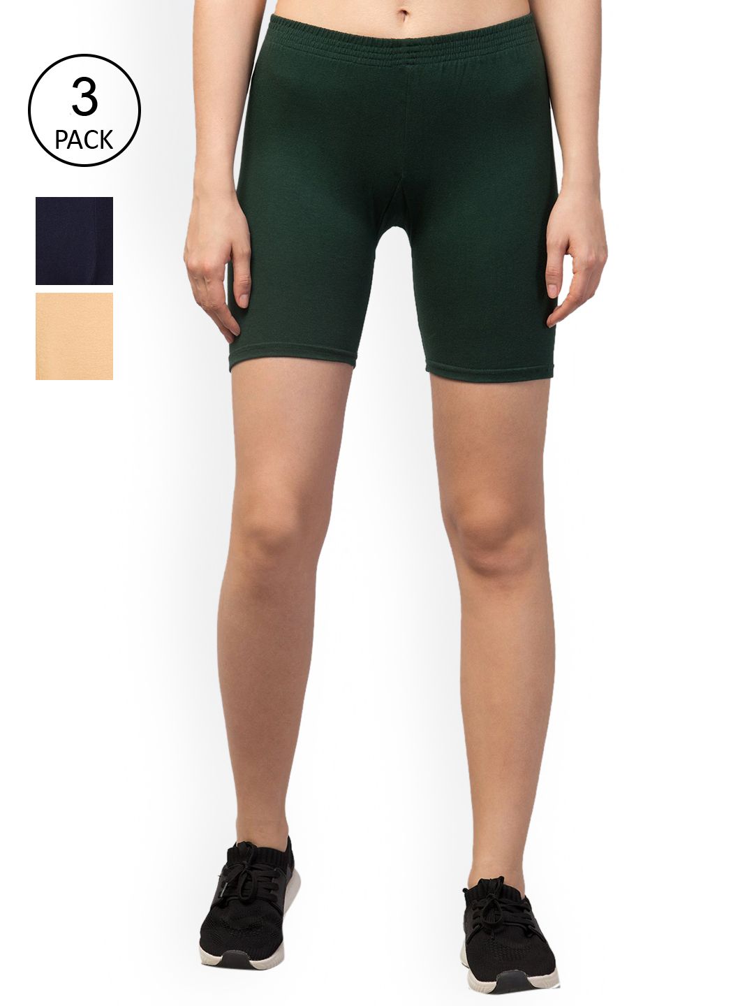 Apraa & Parma Women Green Slim Fit Cycling Sports Shorts