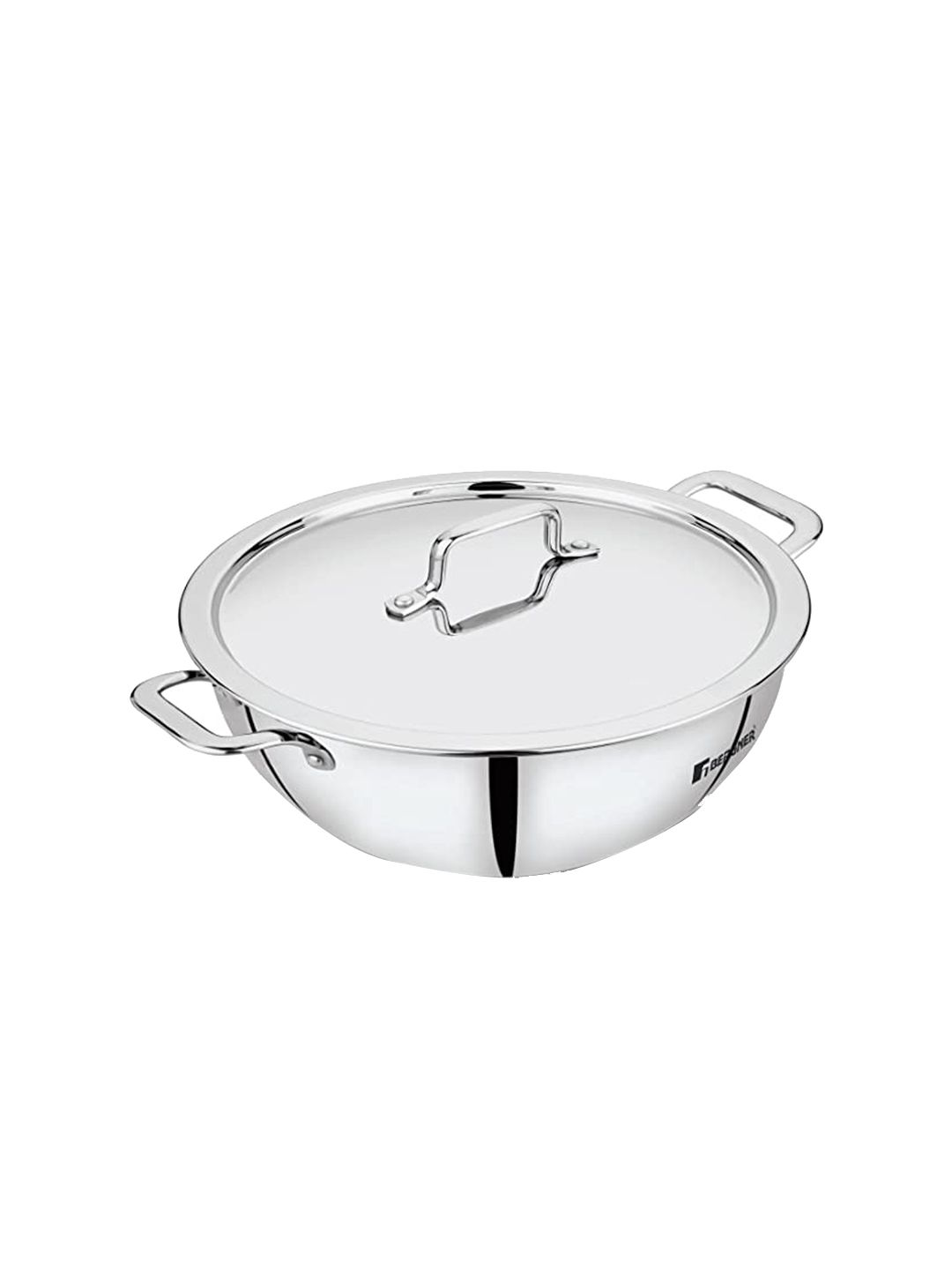 BERGNER Silver-Toned Solid Tripro Triply Stainless Steel Kadhai with Lid Price in India
