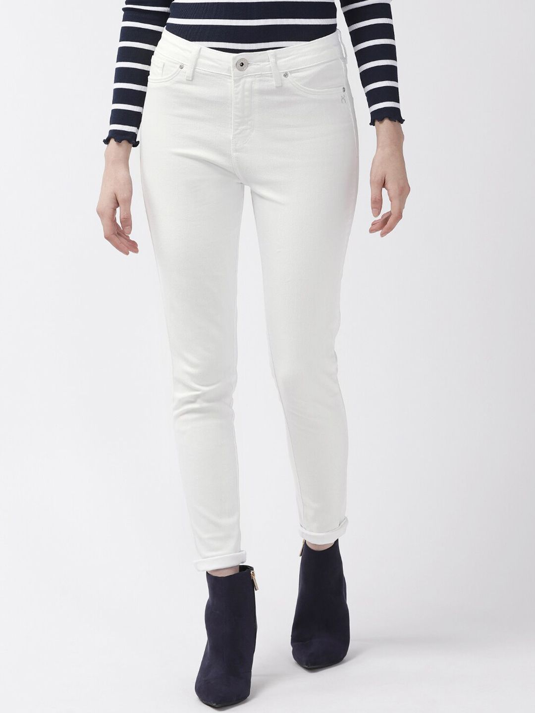 Xpose Women White Comfort Slim Fit High-Rise Stretchable Jeans Price in India