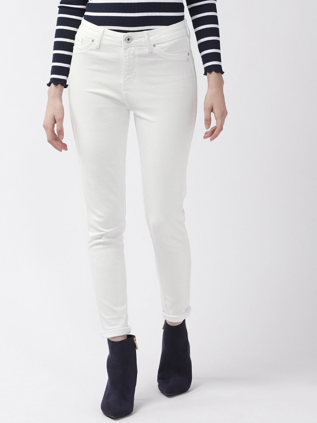 Xpose Women White Comfort Slim Fit High-Rise Stretchable Jeans Price in India