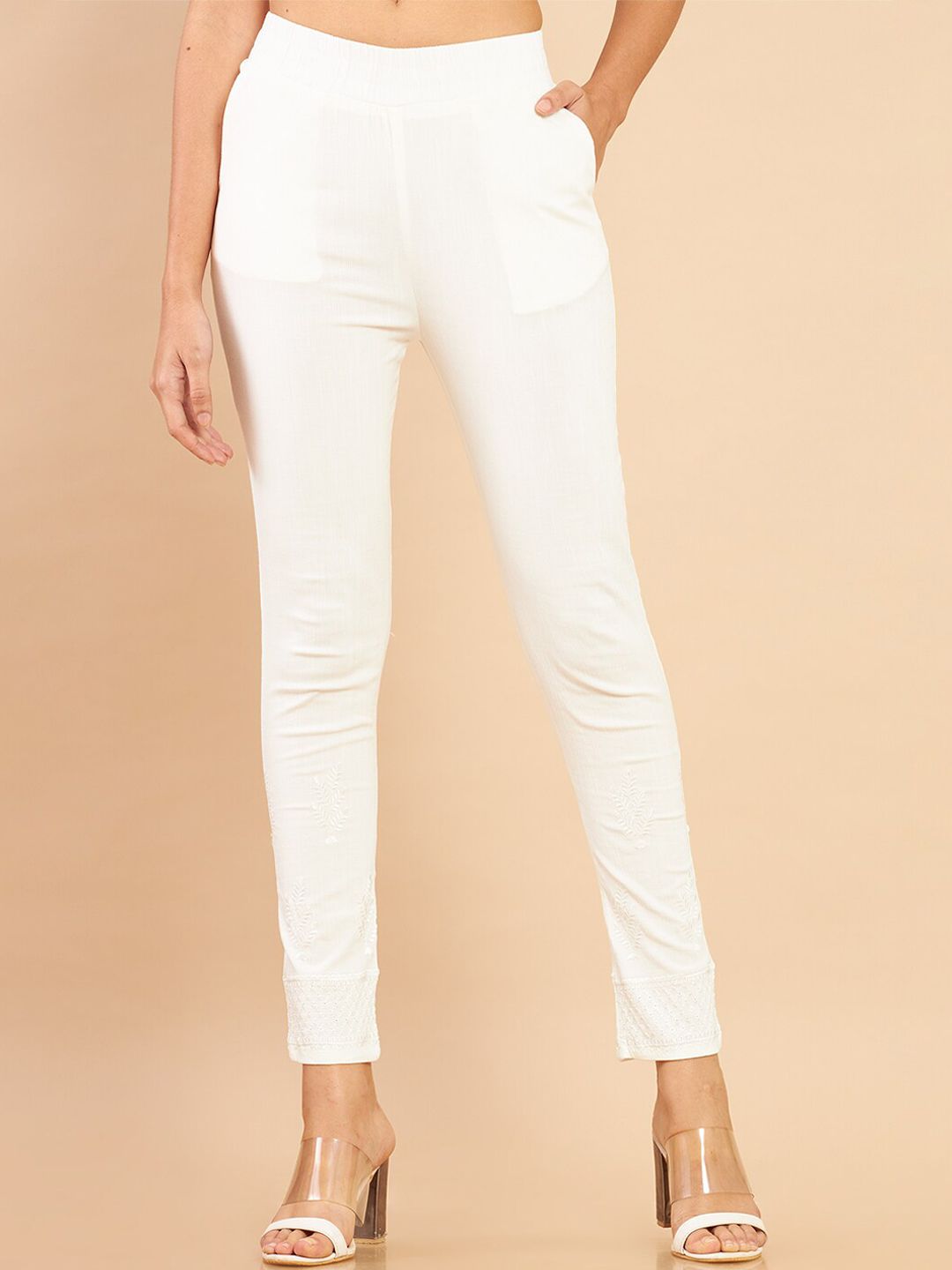 Soch Women Off White Trousers Price in India