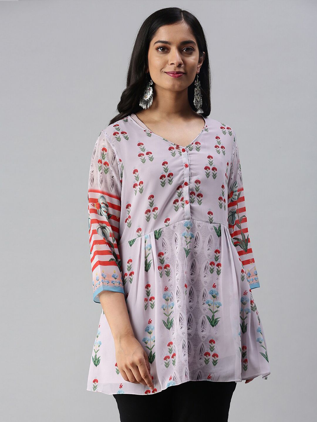 Soch Pink & Grey Printed Tunic Price in India