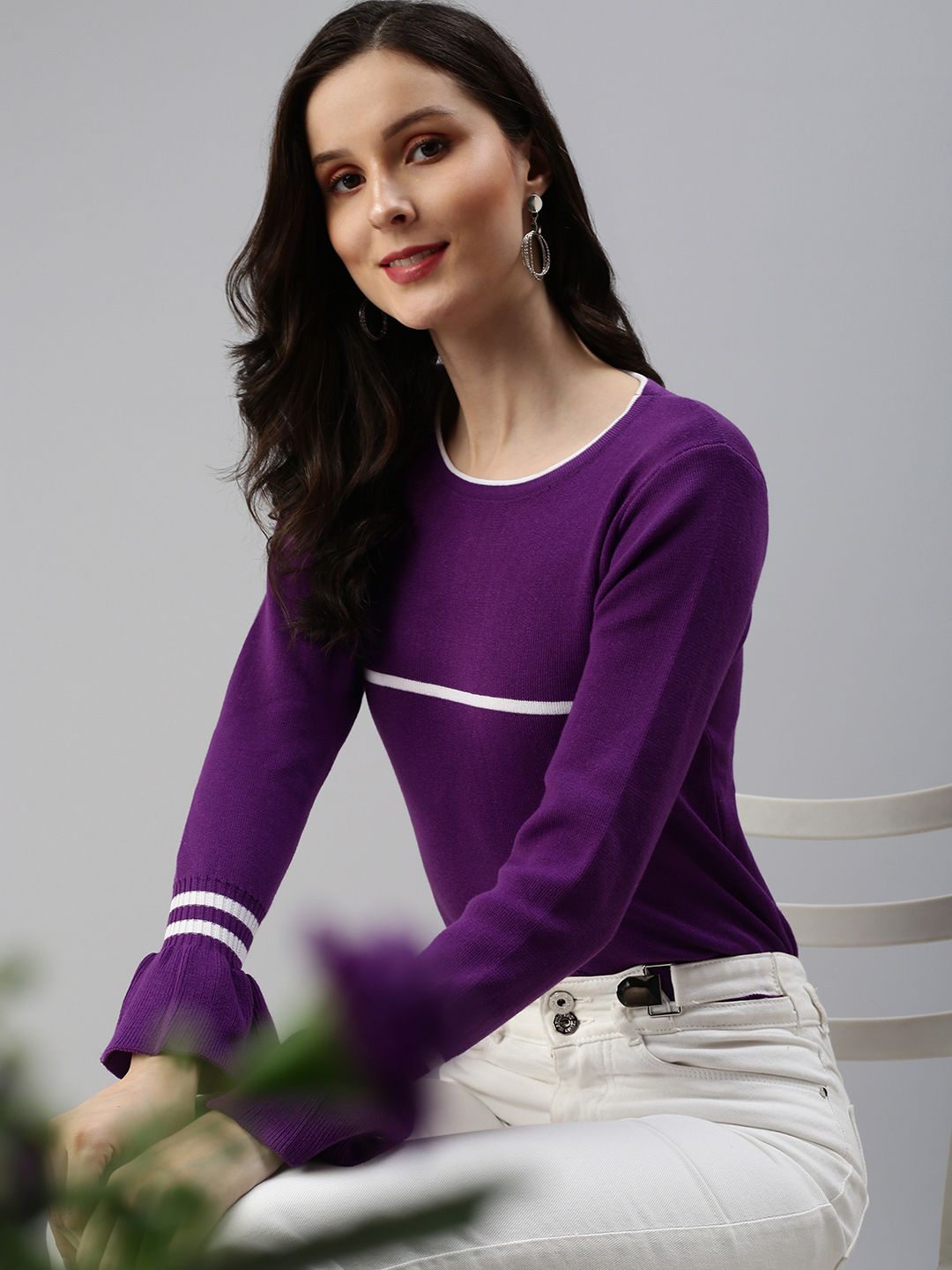 SHOWOFF Women Purple Solid Top Price in India