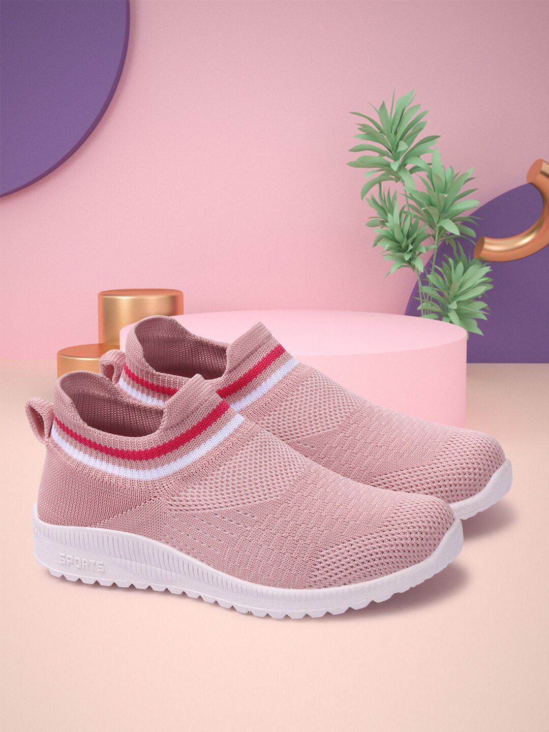 TWIN TOES Women Peach-Coloured Running Shoes Price in India