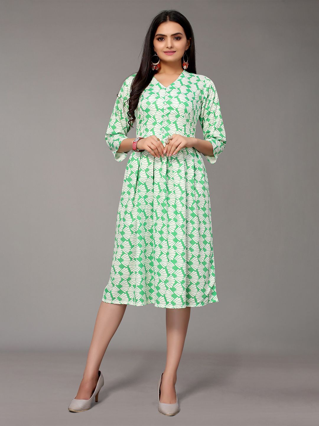 Nimayaa Green Floral Crepe Dress Price in India