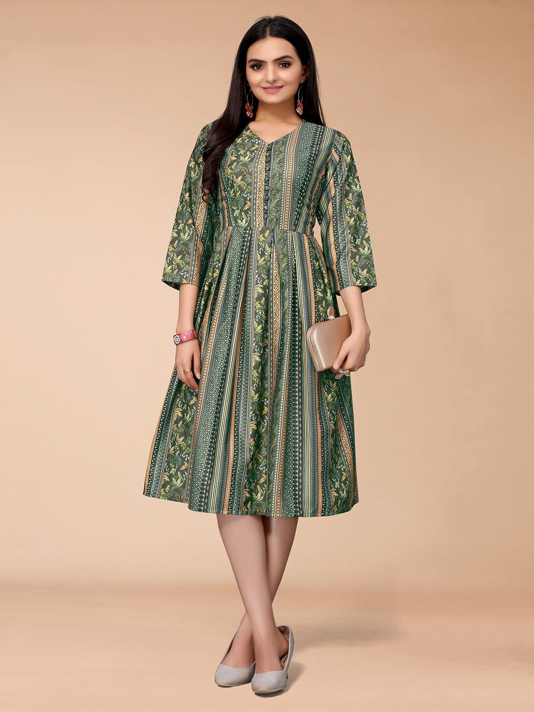 KALINI Green Crepe Dress Price in India