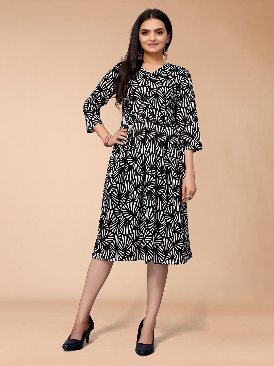 KALINI Black Crepe Midi Dress Price in India