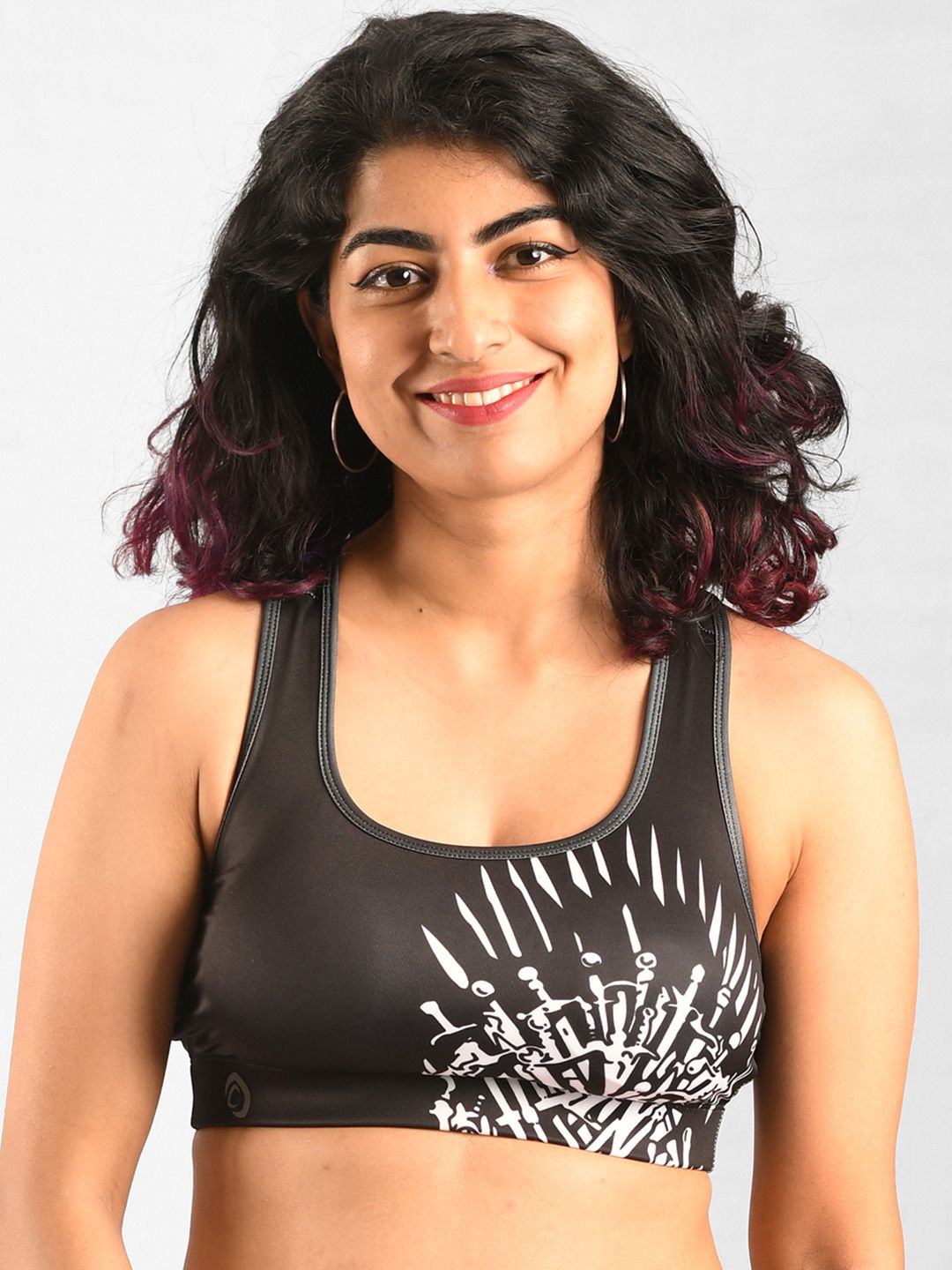 Athlizur Black & White Game of Thrones Racerback Sports Bra Price in India