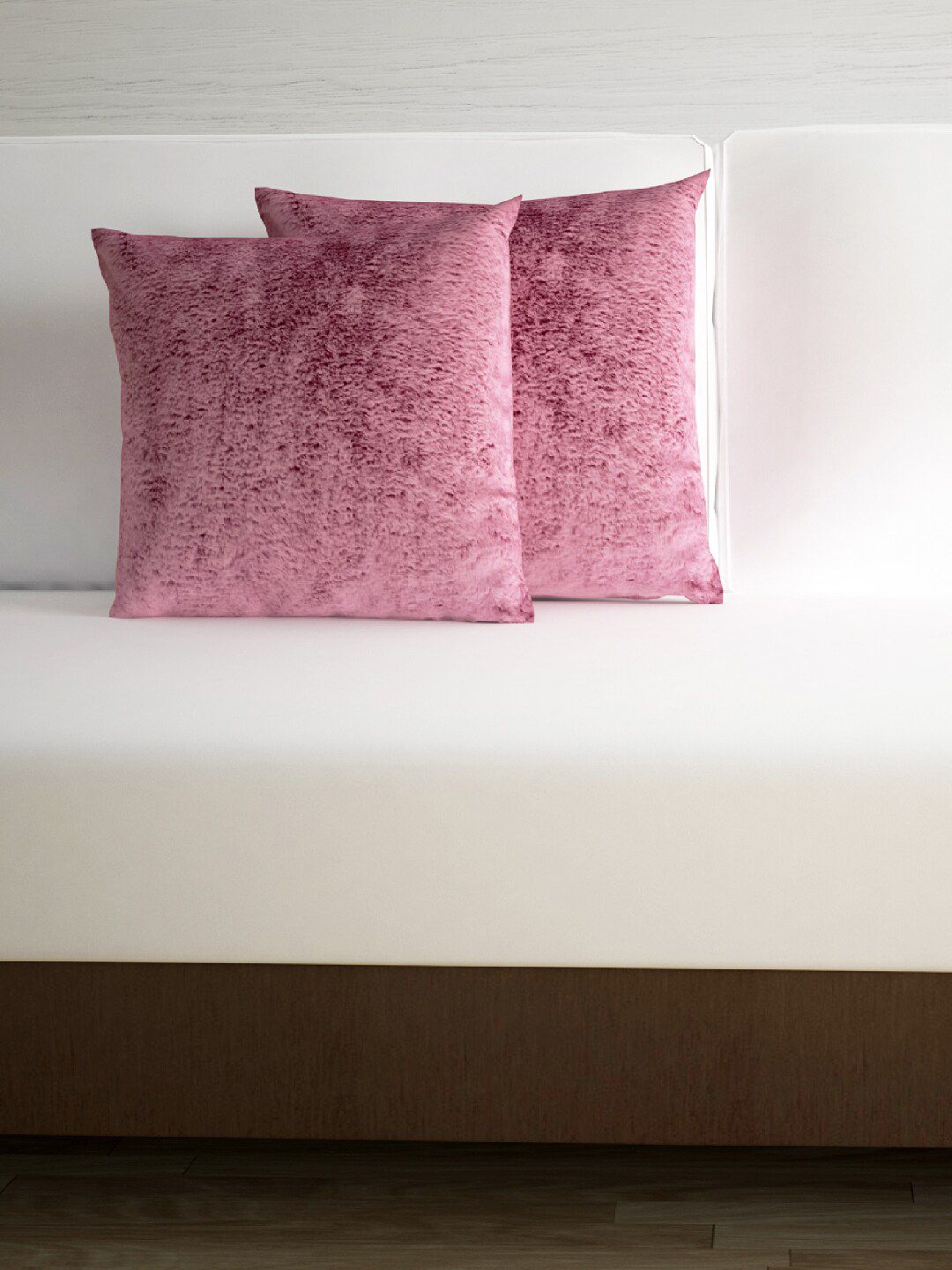 Divine Casa Pink Set of 2 Velvet Square Cushion Covers Price in India