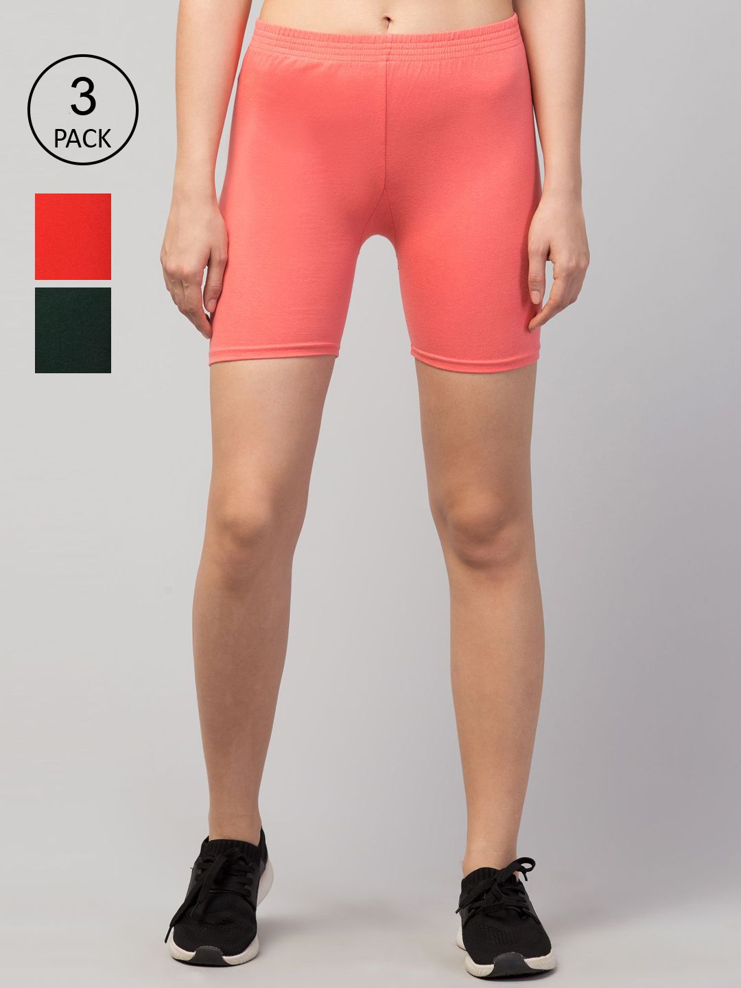 Apraa & Parma Women Pack Of 3 Slim Fit Cycling Sports Shorts Price in India