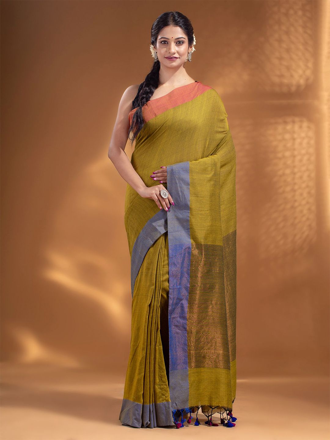 Arhi Green & Blue Woven Design Pure Cotton Saree Price in India
