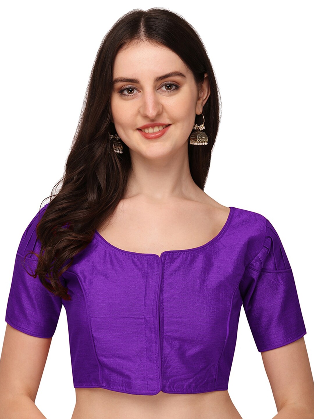 PUJIA MILLS Purple Solid Saree Blouse Price in India
