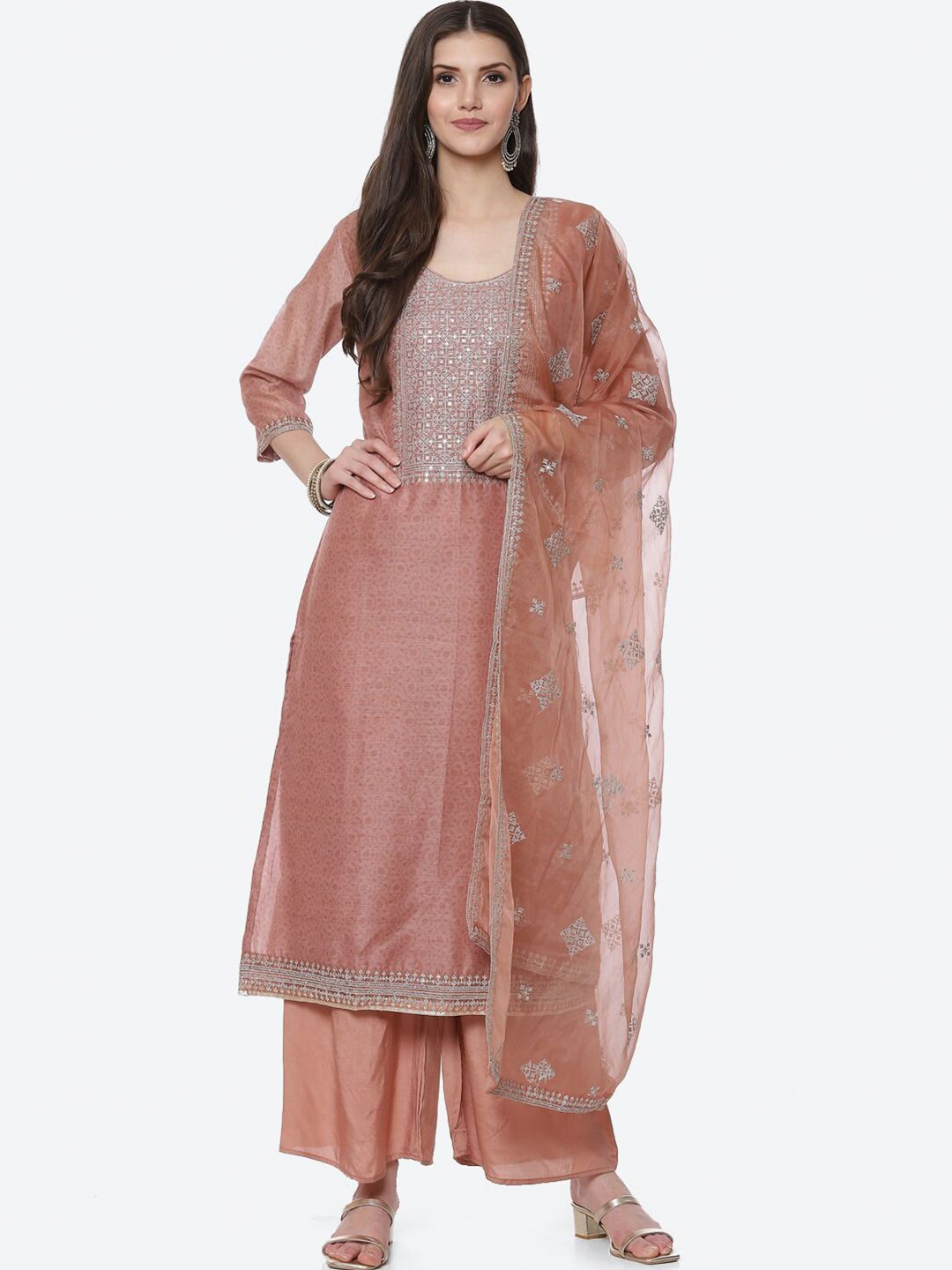 Biba Women Pink Unstitched Dress Material Price in India