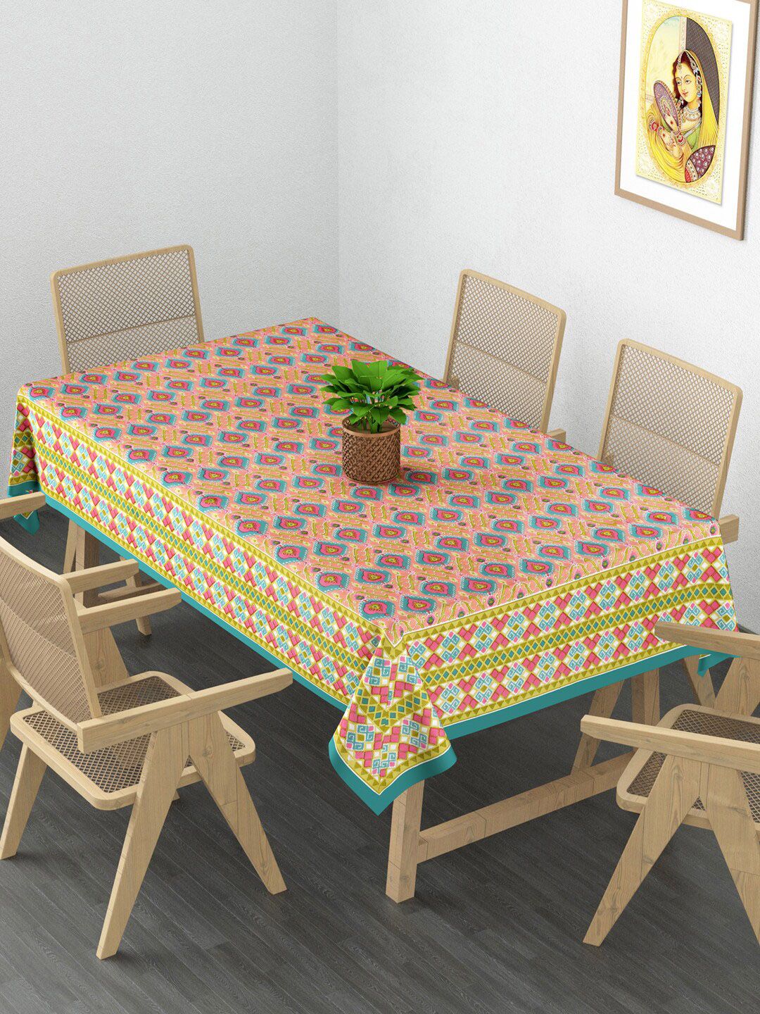 Gulaab Jaipur Pink Printed Rectangle Cotton Table Covers Price in India