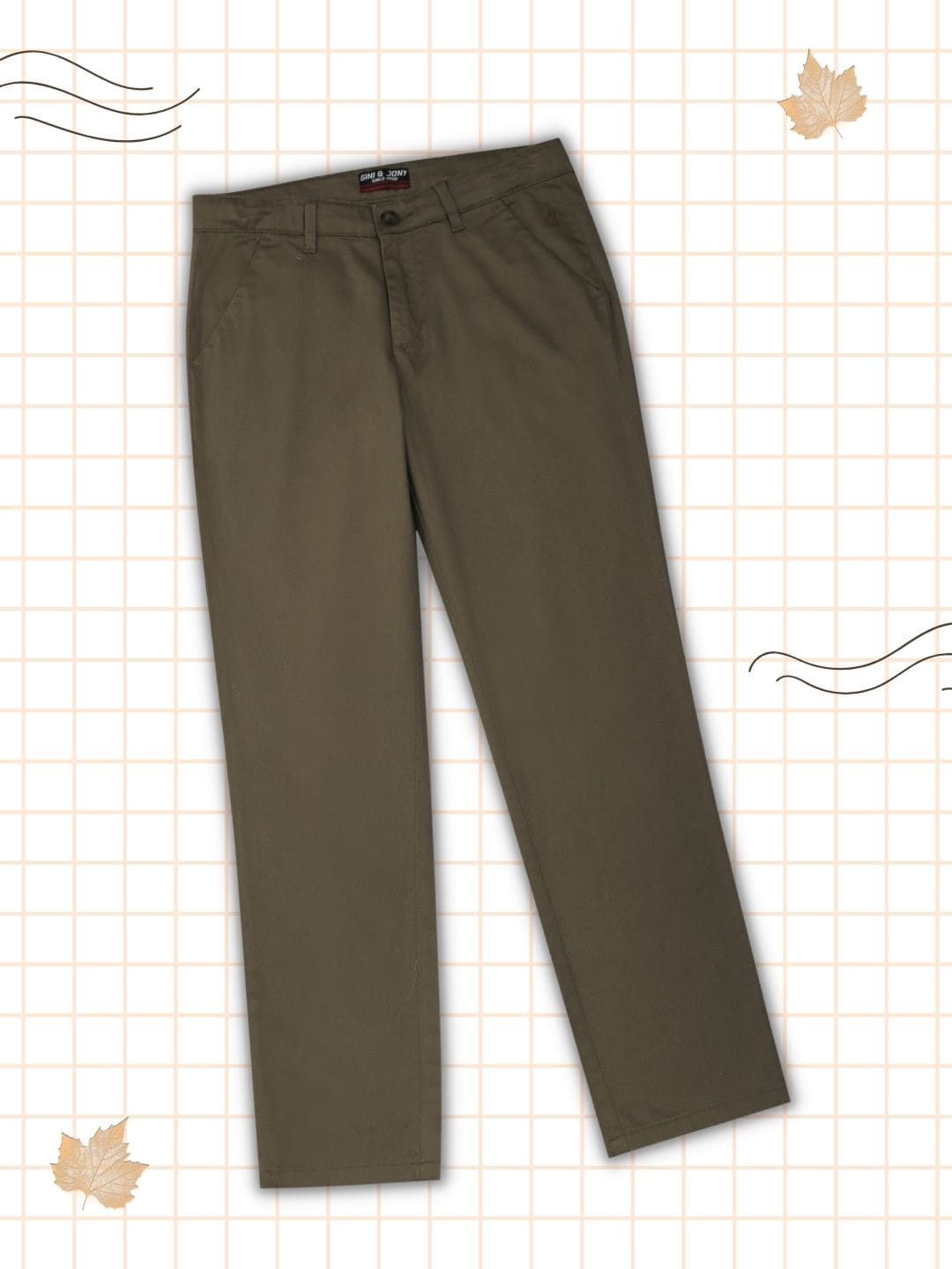 Gini and Jony Boys Brown Solid Cotton Trousers