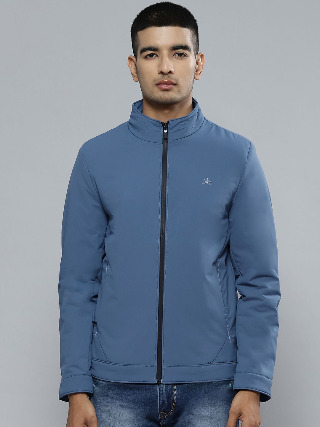 Fort Collins Men Blue Solid Open Front Jacket