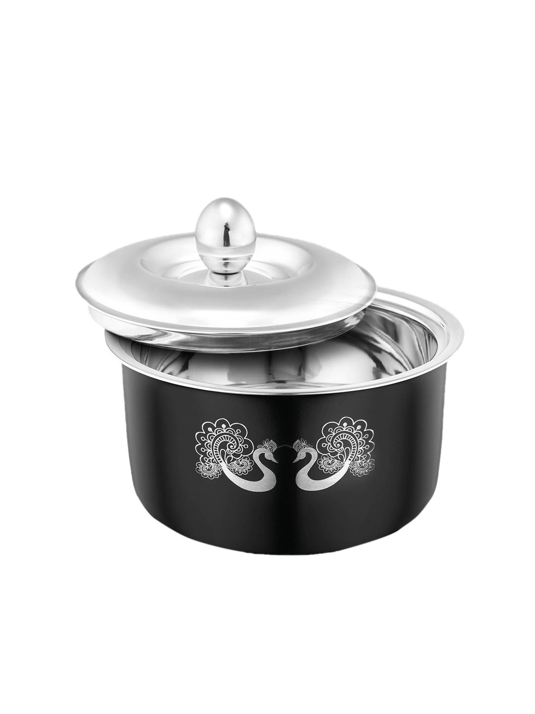 FNS Black Solid Stainless Steel Casserole- 1600ML Price in India
