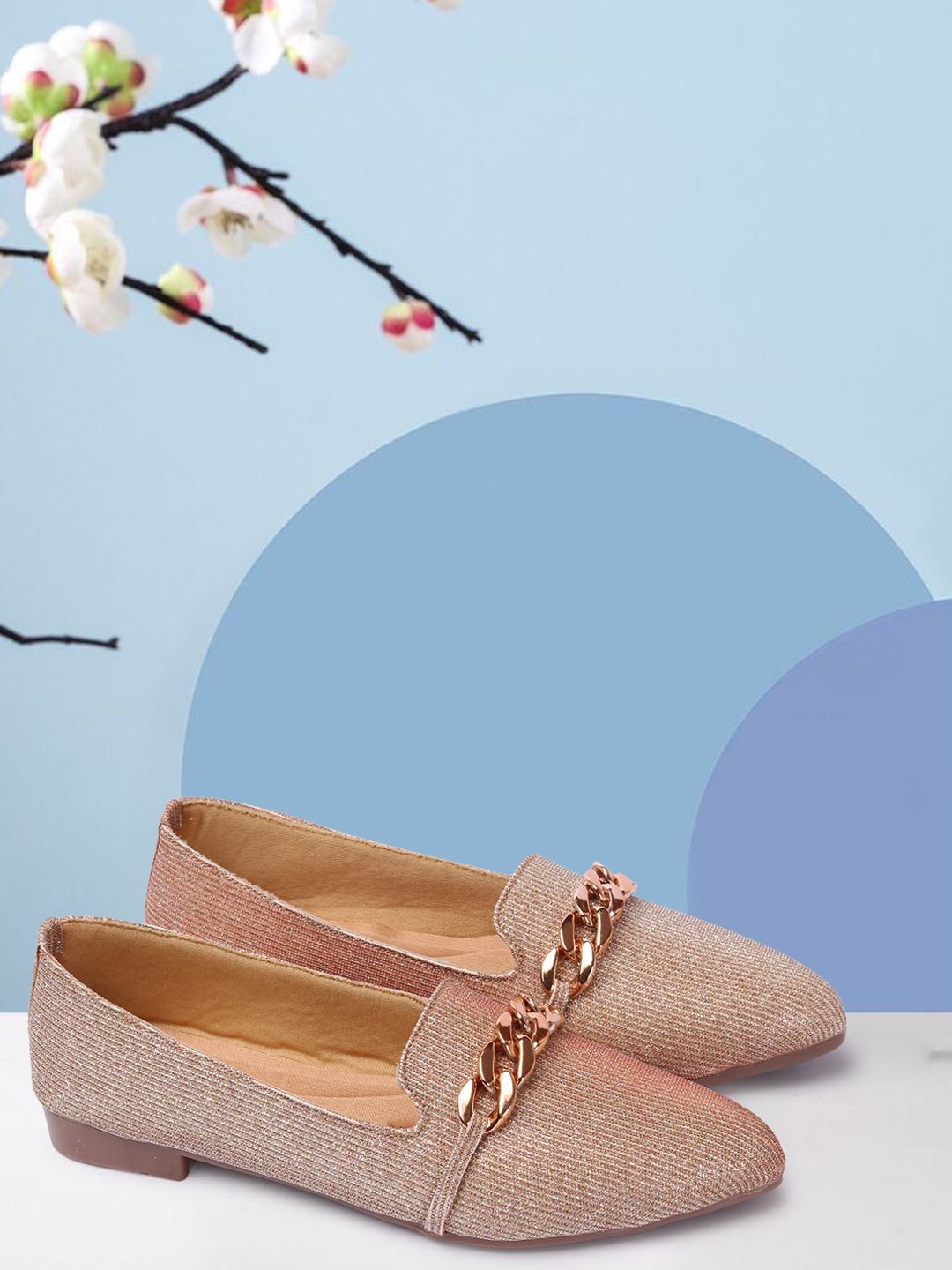 RINDAS Women Pink Striped Ballerinas Flats