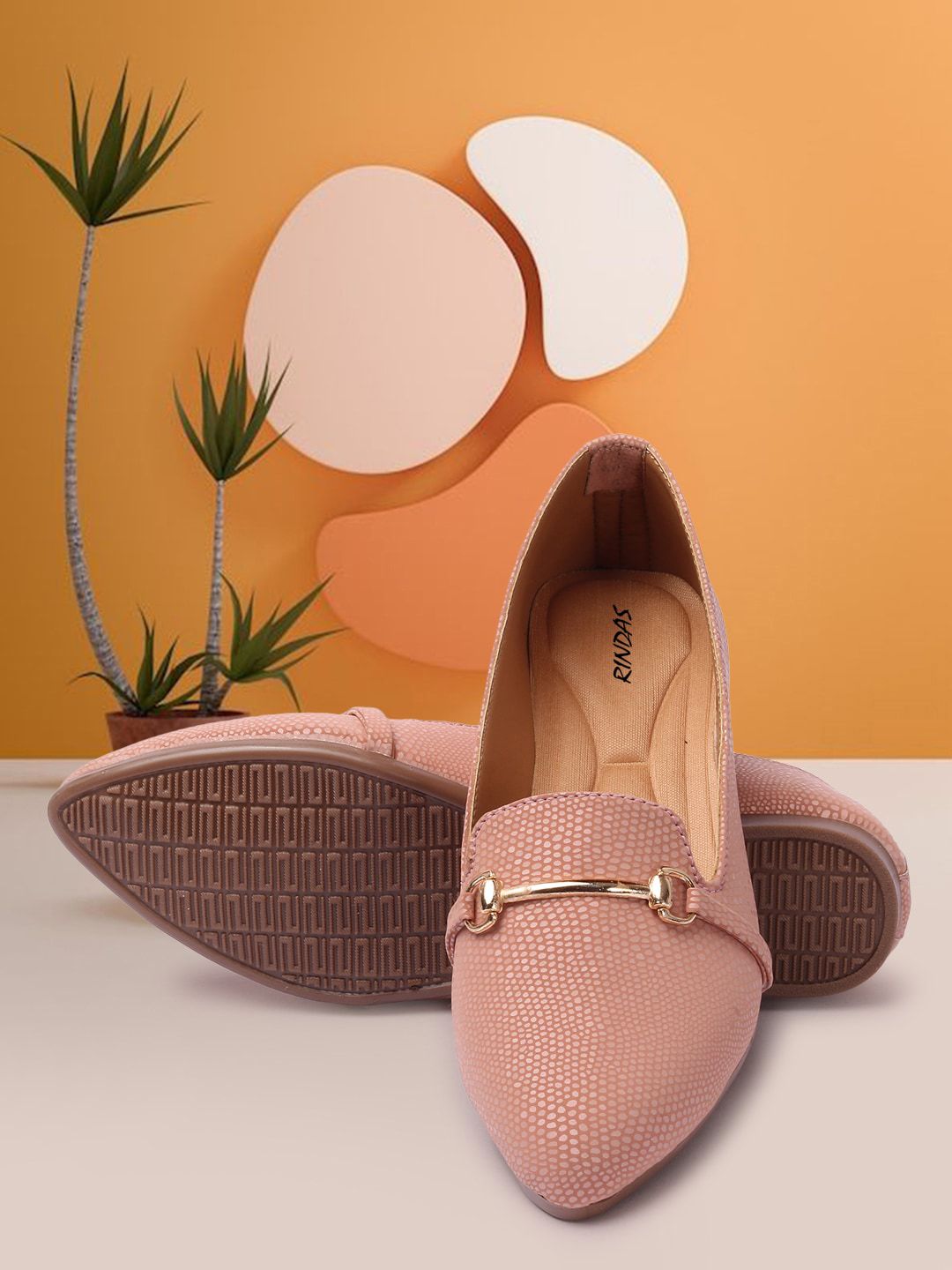 RINDAS Women Pink Embellished Ballerinas Flats