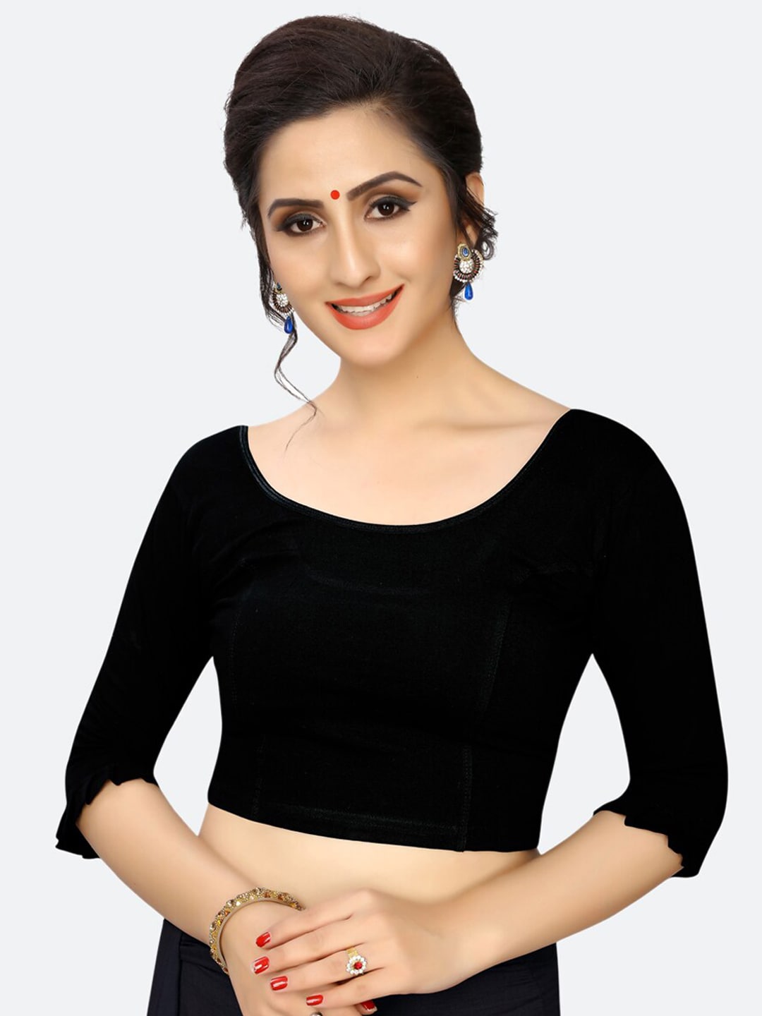 SIRIL Women Black Solid Saree Blouse Price in India