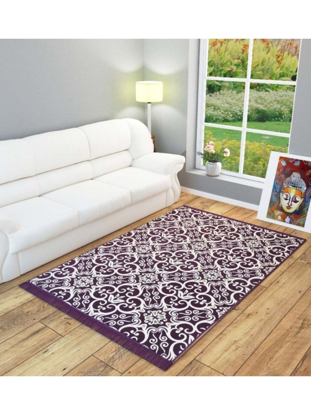 Slushy Mushy Purple Printed Modern Carpet Price in India