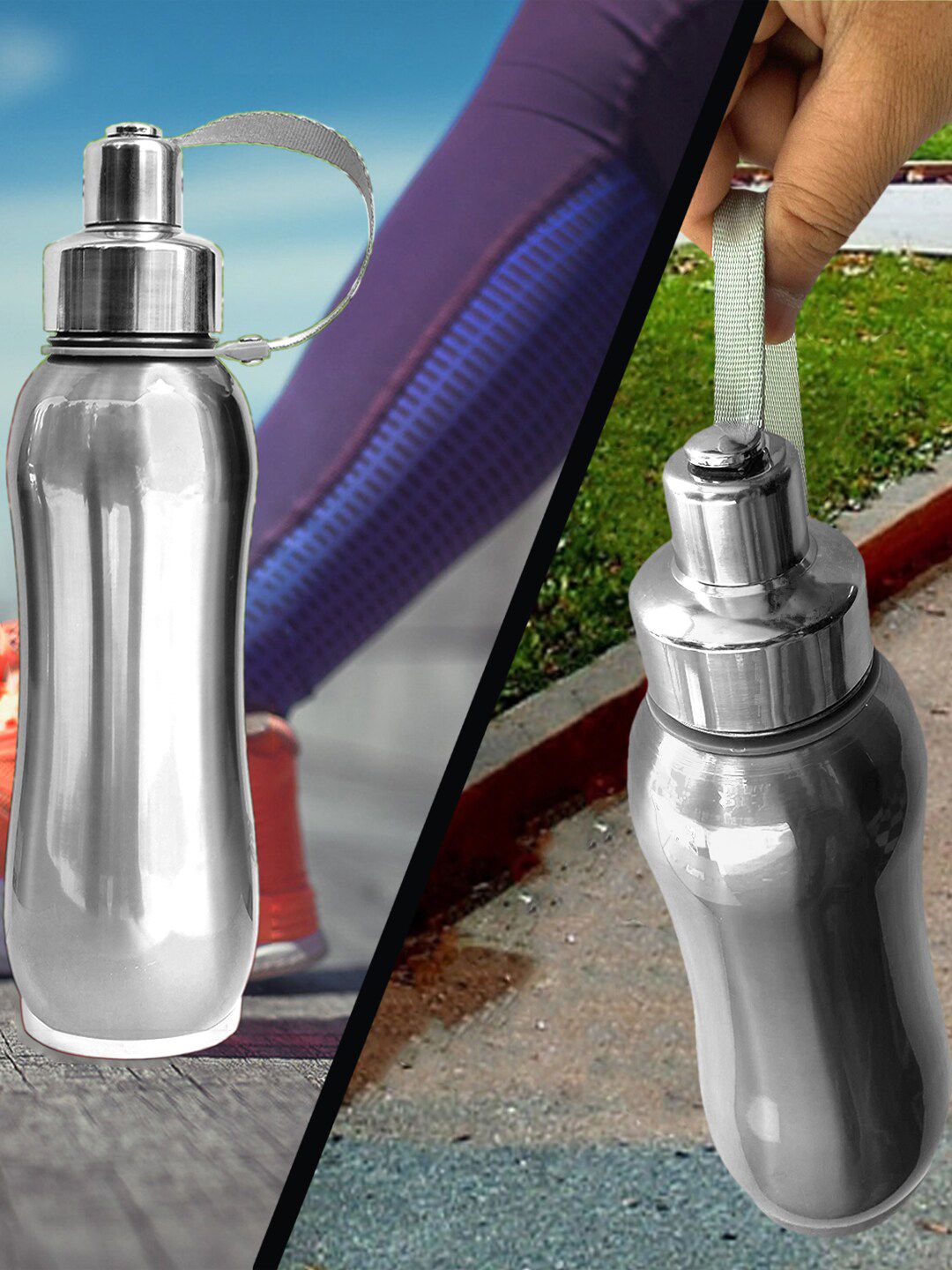 Kuber Industries Unisex Silver Solid Water Bottle Price in India