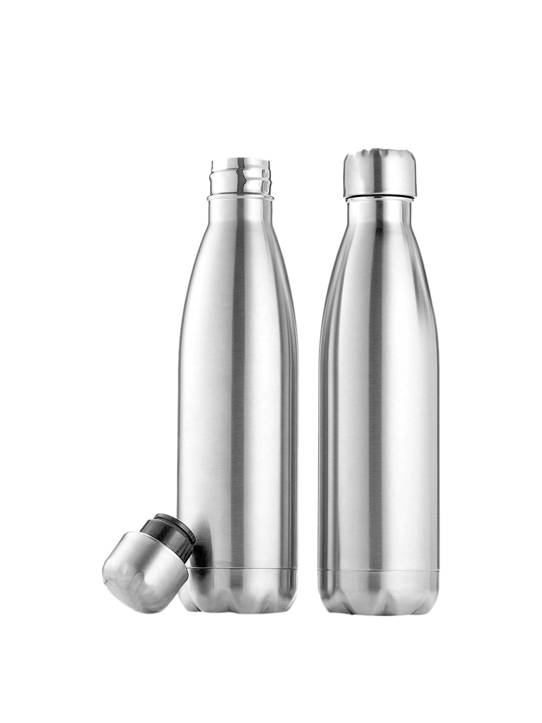 Kuber Industries Set Of 2 Silver-Toned Solid Water Bottle Price in India