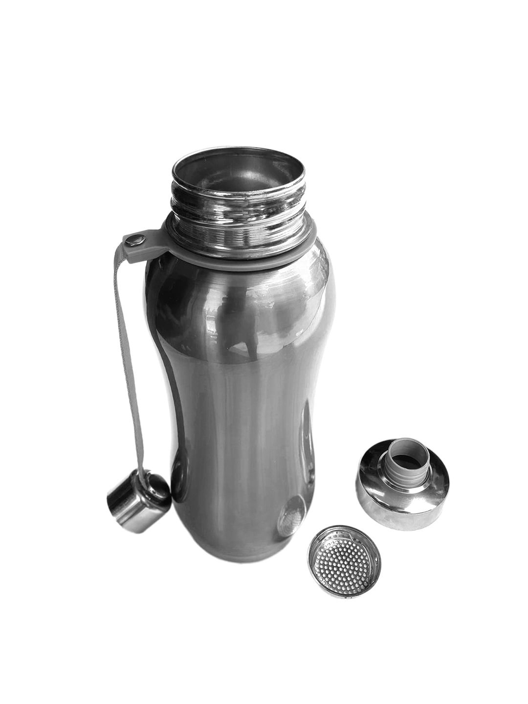 Kuber Industries Set Of 2 Silver-Toned Stainless Steel Water Bottle With Strainer Price in India