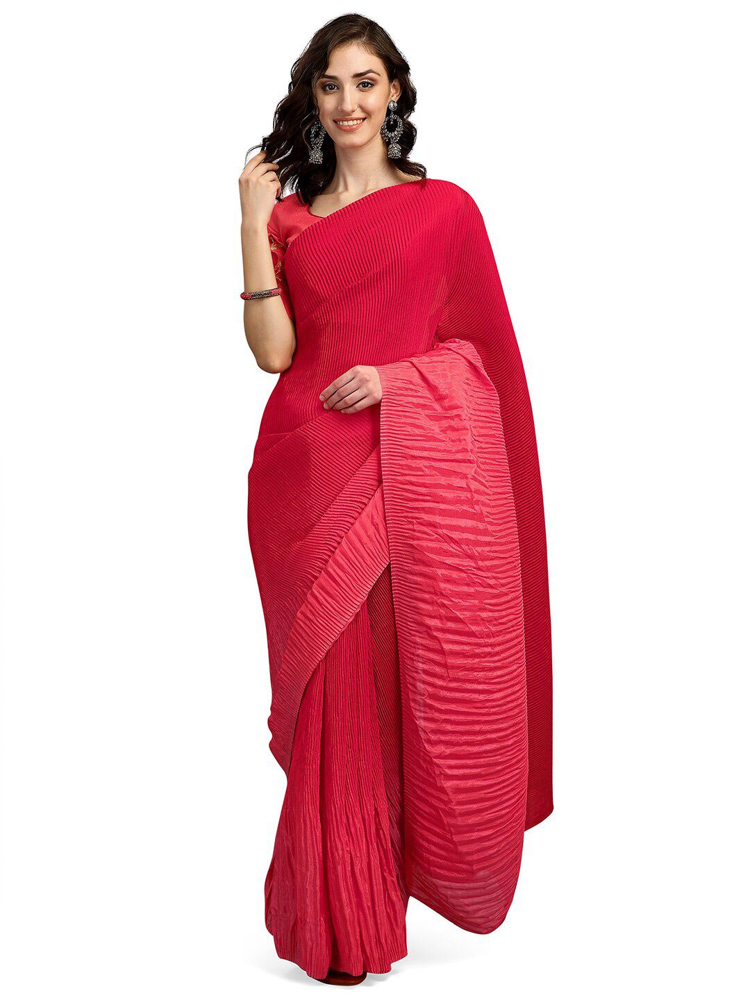 Pisara Pink Striped Silk Blend Saree Price in India