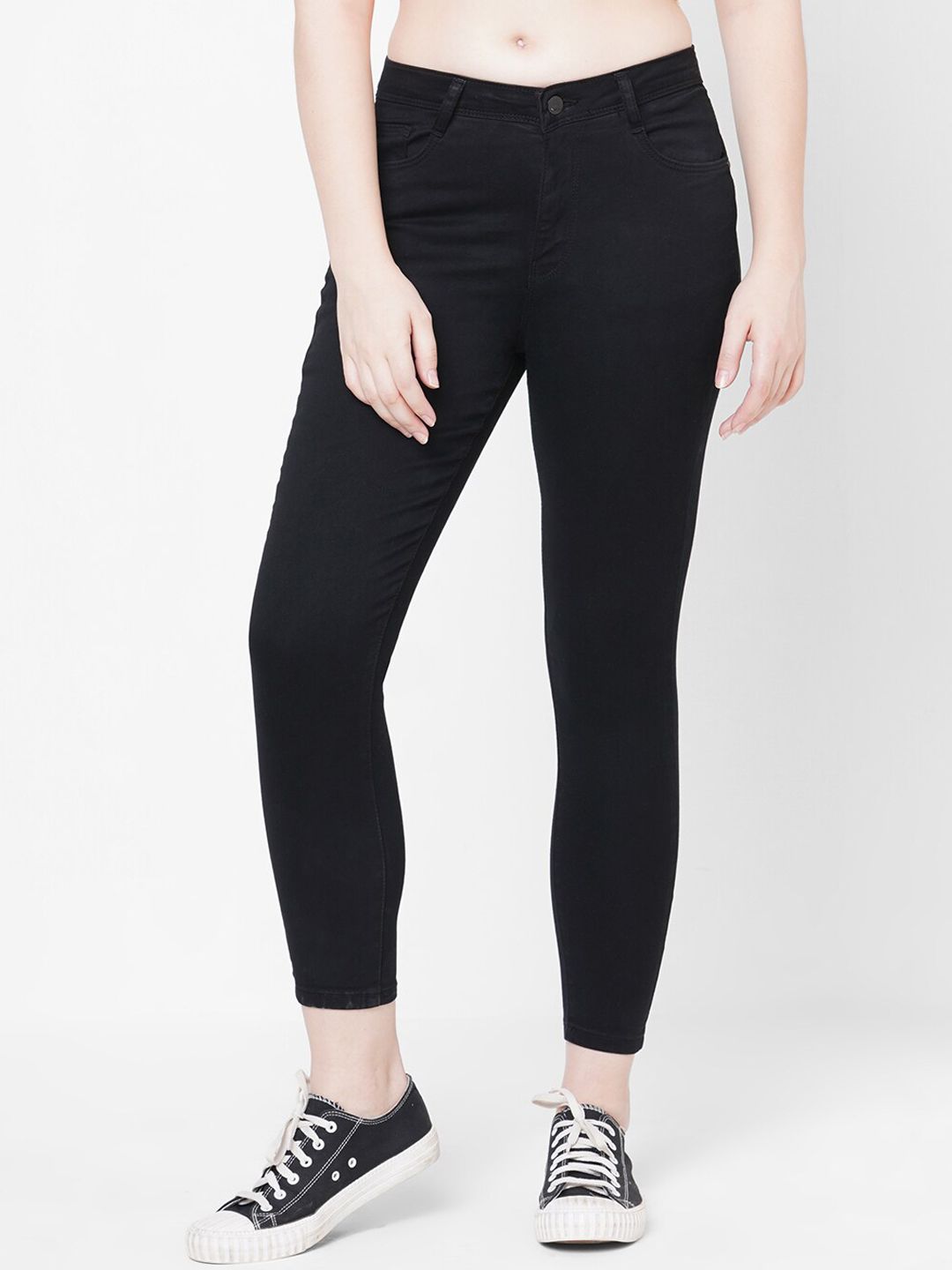 Kraus Jeans Women Black Skinny Fit High-Rise Stretchable Jeans Price in India