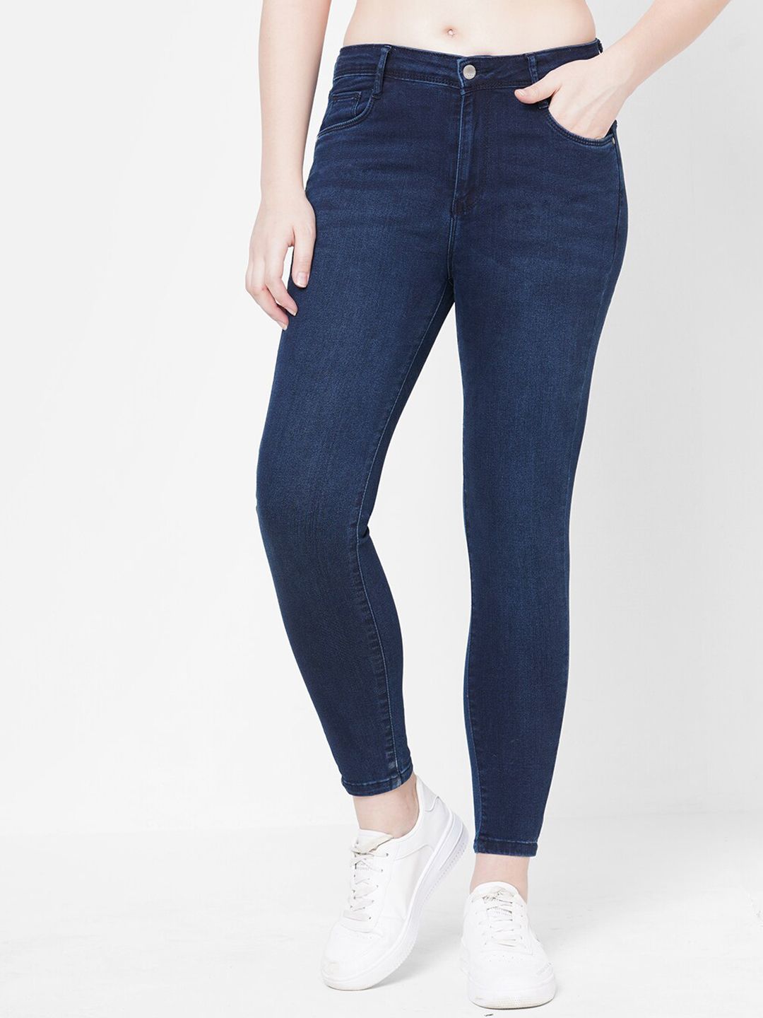 Kraus Jeans Women Blue Skinny Fit High-Rise Light Fade Jeans Price in India