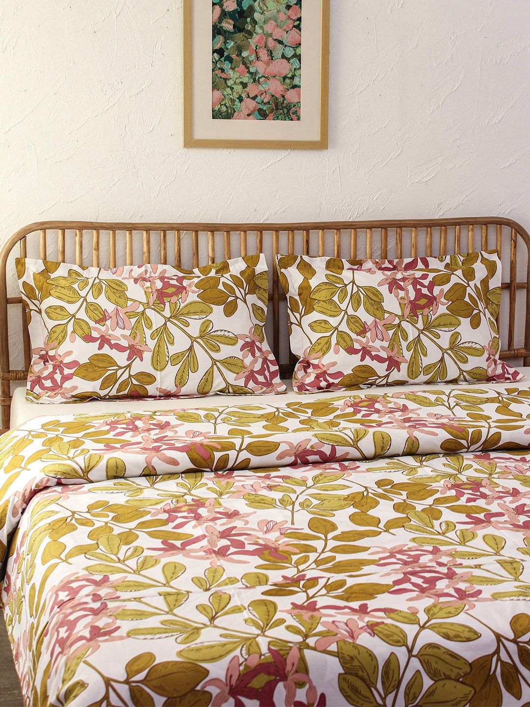 House This Pink & Olive Green Floral AC Room 110 GSM Single Bed Dohar Price in India
