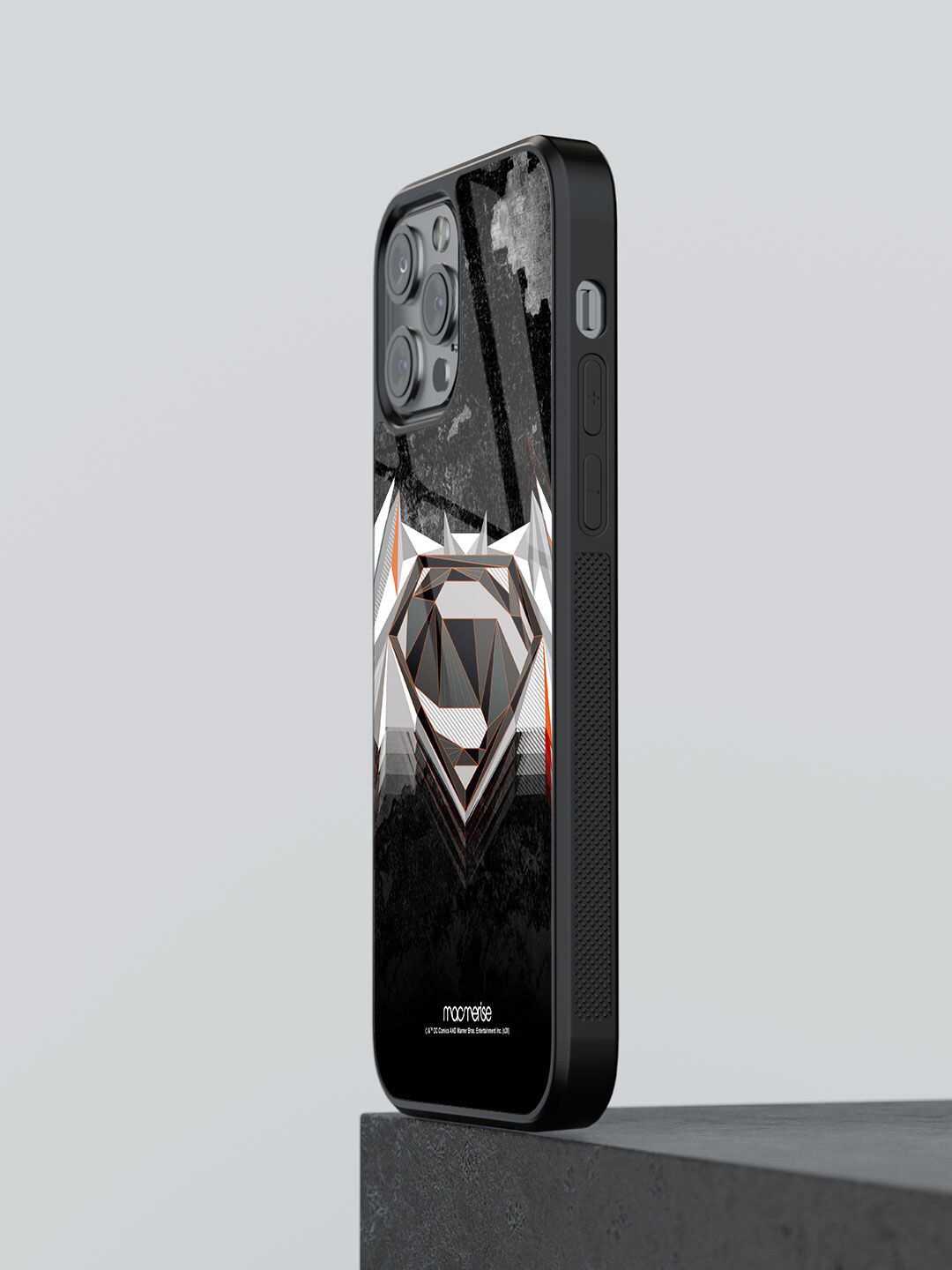 macmerise Unisex Black Printed Men of Steel iPhone 12 Pro Max Glass Phone Back Case Price in India