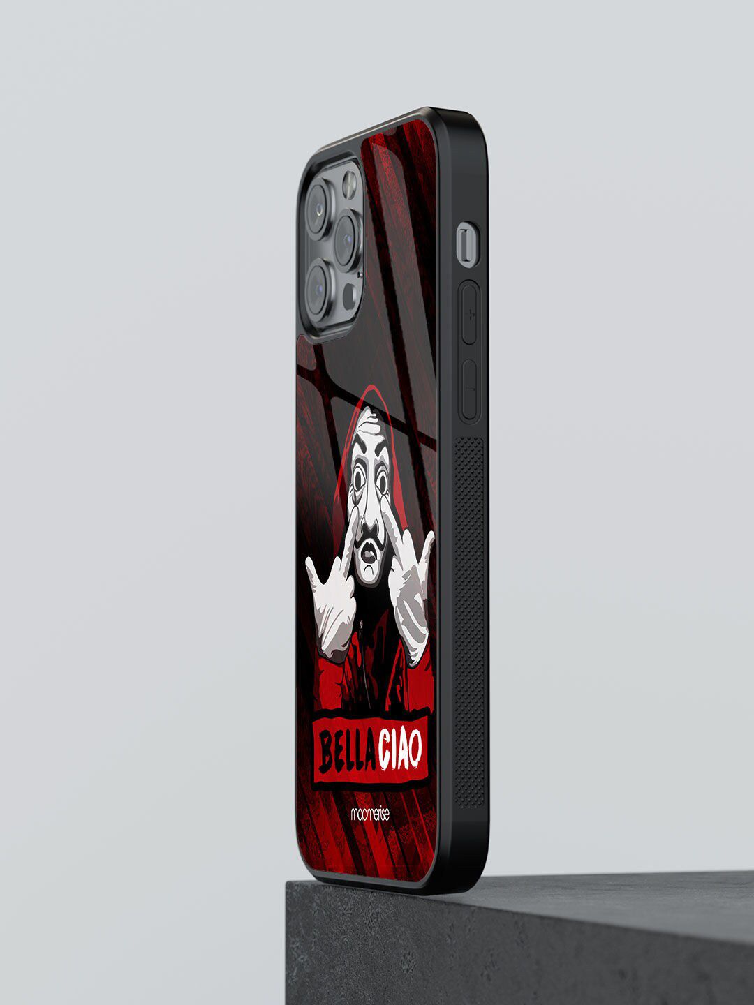 macmerise Black & Red Printed Bella Ciao Glass iPhone 12 Pro Back Case Cover Price in India