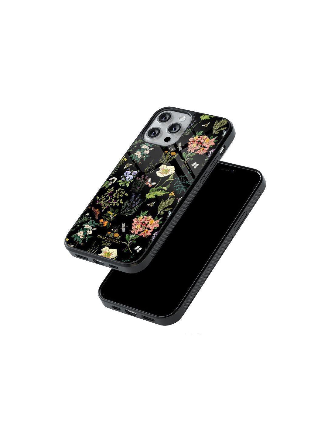 macmerise Black Printed Payal Singhal Titli Glass iPhone 12 Pro Back Case Price in India