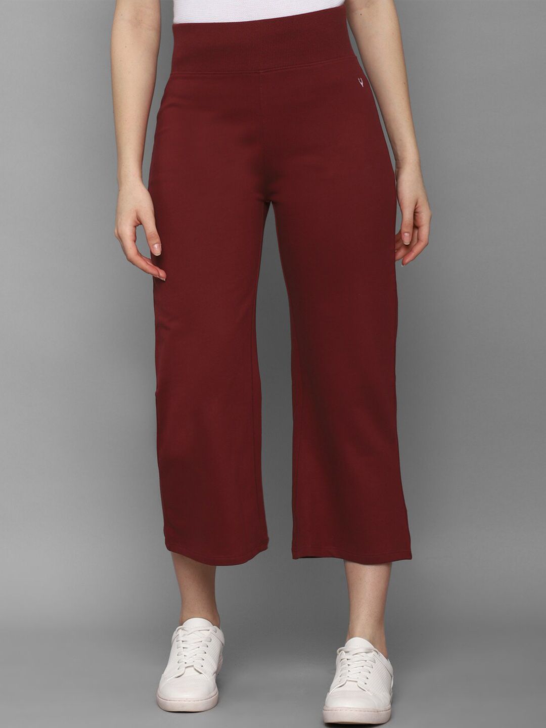 Allen Solly Woman Women Maroon Solid Culottes Trousers Price in India