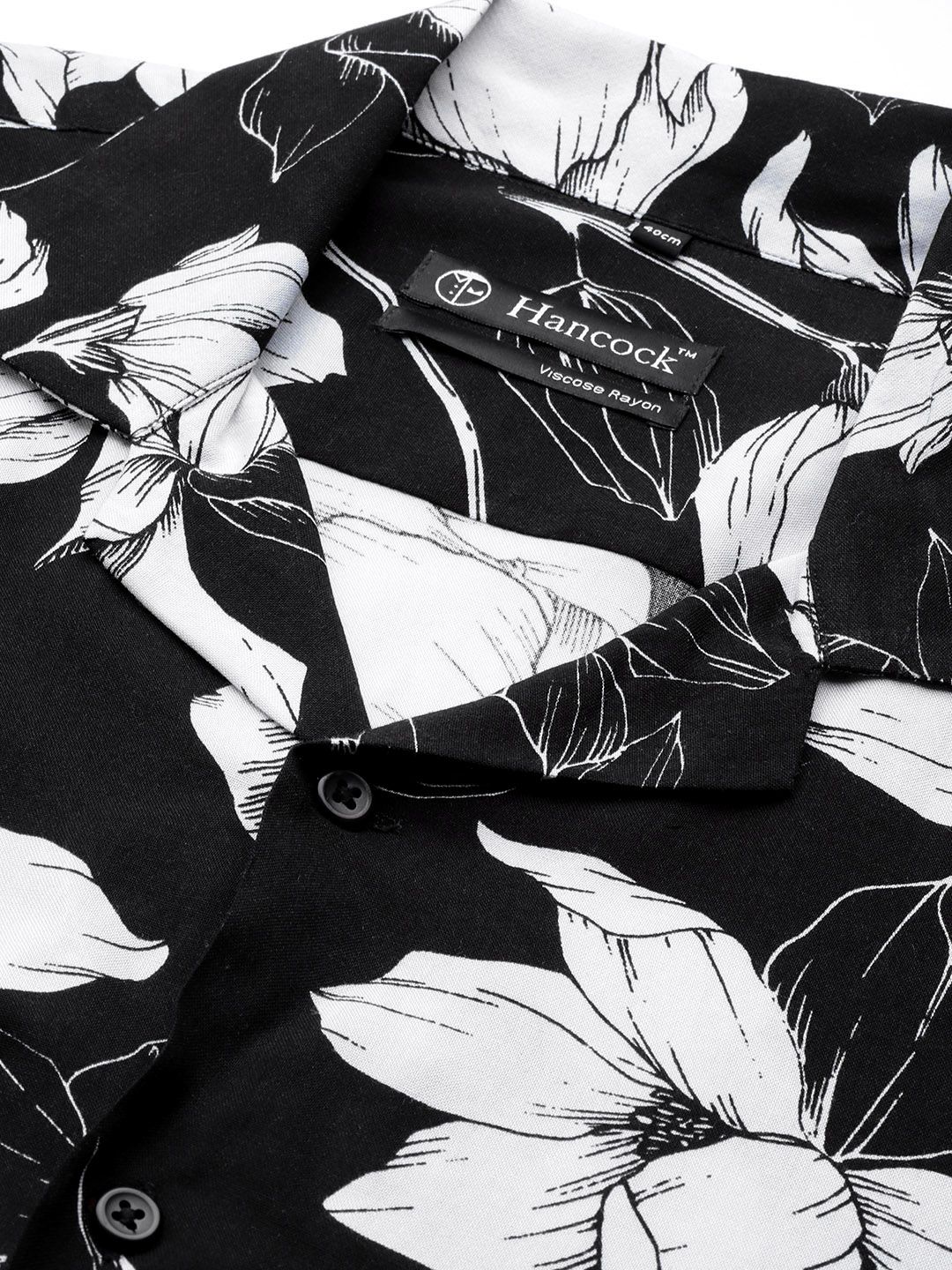 Buy Hancock Men Black & White Relaxed Fit Floral Printed Casual