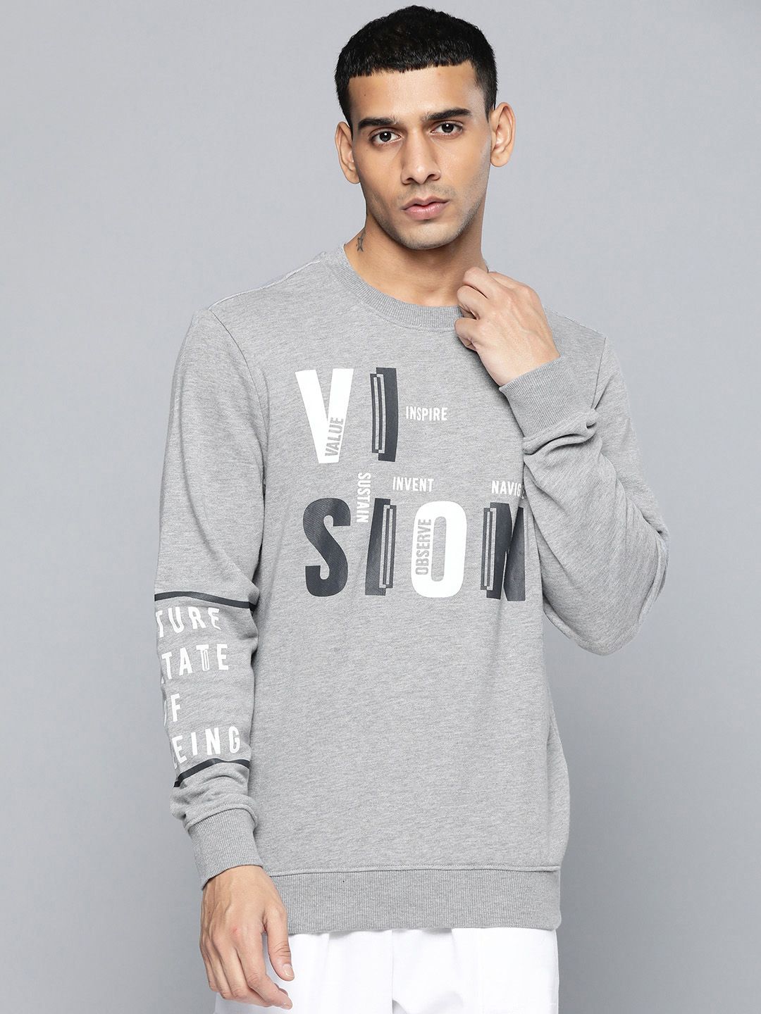 Alcis Men Grey Printed Sweatshirt