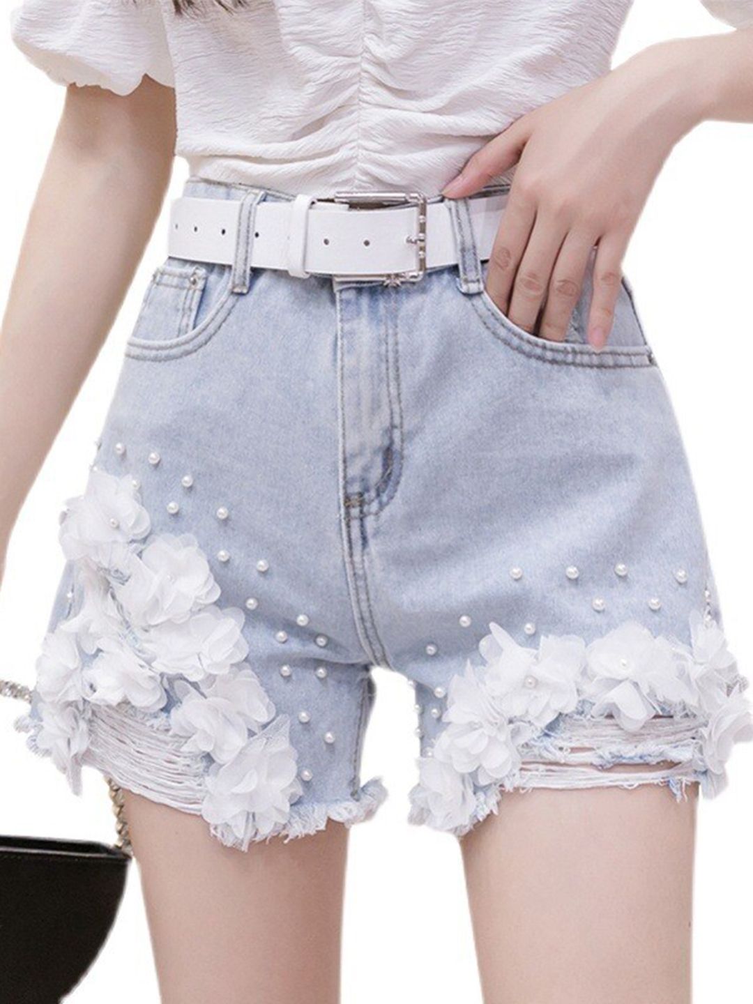 La Aimee Women Blue Washed Loose Fit Denim Shorts Price in India
