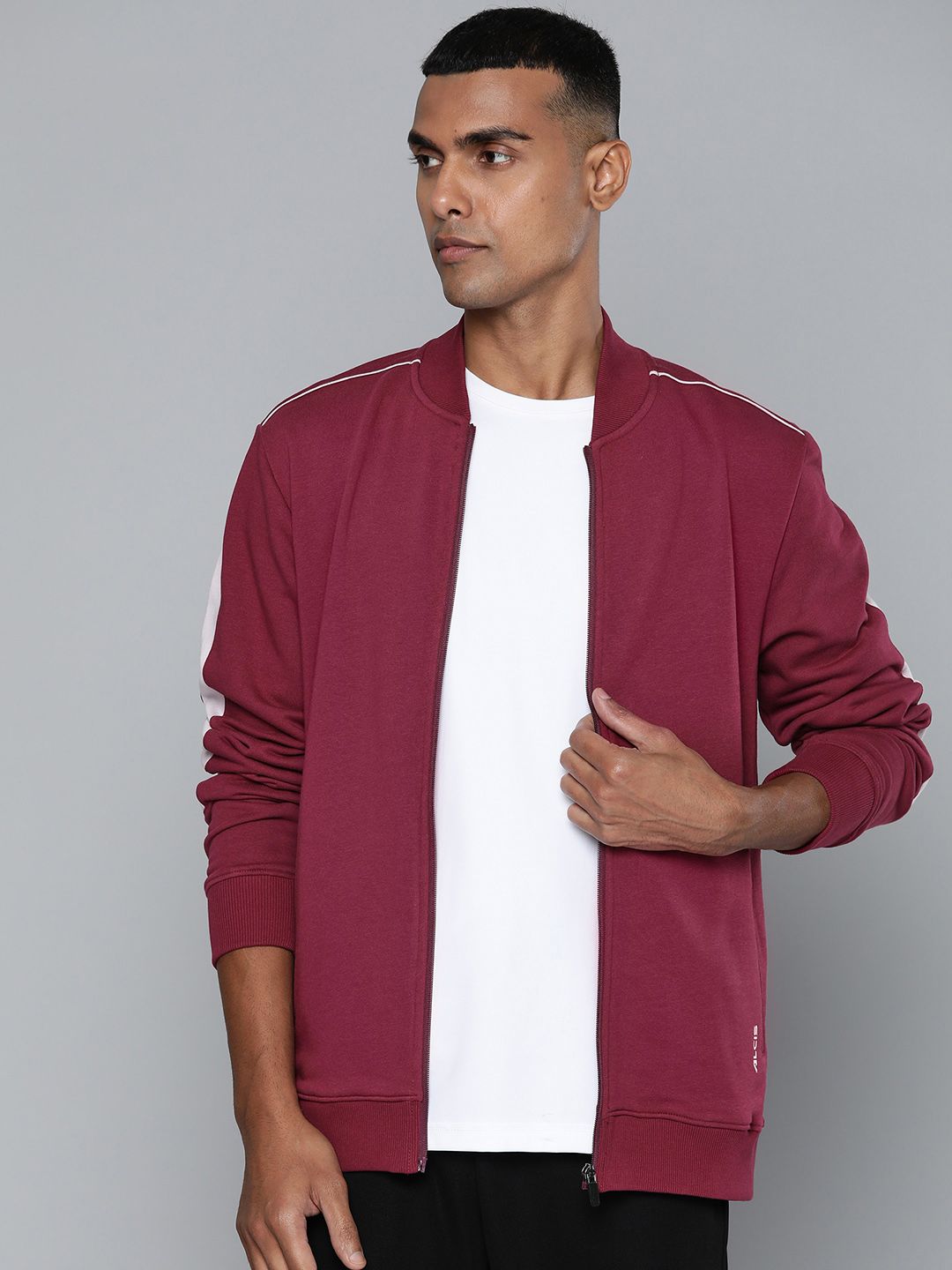 Alcis Men Maroon Solid Bomber Jacket