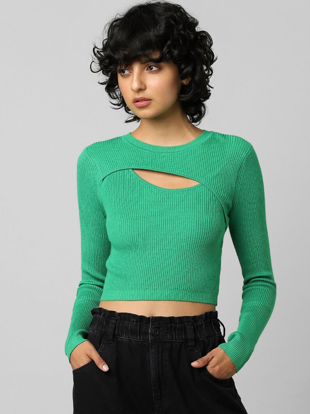 ONLY Women Green Round Neck Pullover Price in India