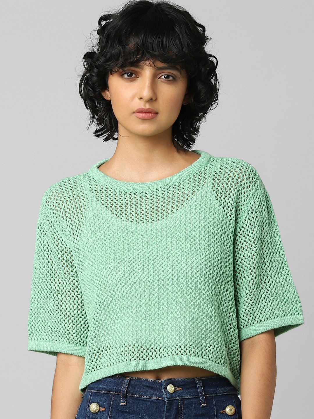 ONLY Women Green Crop Pullover Price in India