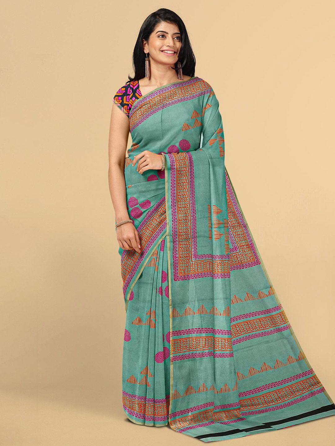 Kalamandir  Women Grey & Pink Silk Blend Saree Price in India
