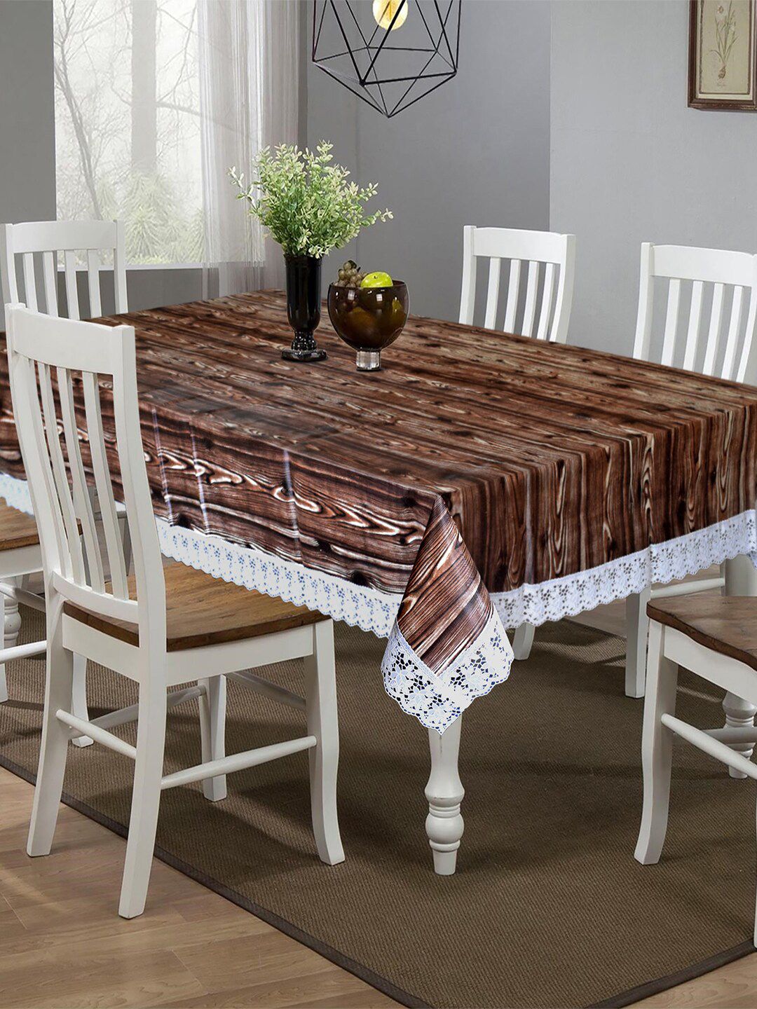 Kuber Industries Brown Printed Rectangle Table Covers Price in India