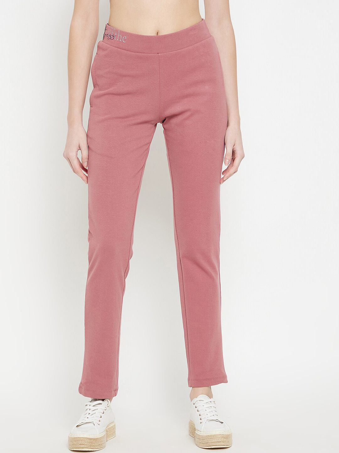 MADAME M SECRET Women Pink Solid Cotton Track Pants Price in India