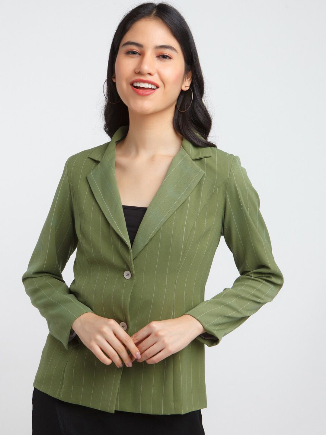 Zink London Women Green Crop Tailored Jacket Price in India